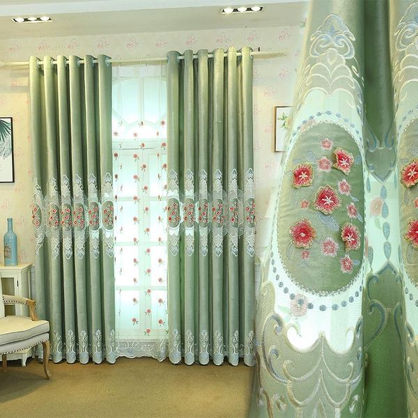 

curtain & drapes 2021 european-style high-end atmospheric bay window shade finished product curtains for living dining room bedroom