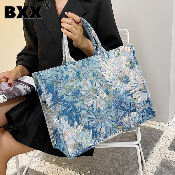 

evening bags [bxx]woman brand large oil painting graffiti simple canvas handbag all-match crossbody shoulder bag fashion tide 2021 gf0326