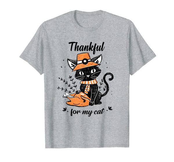 

thankful for my cat gift for thanksgiving t-shirt, White;black