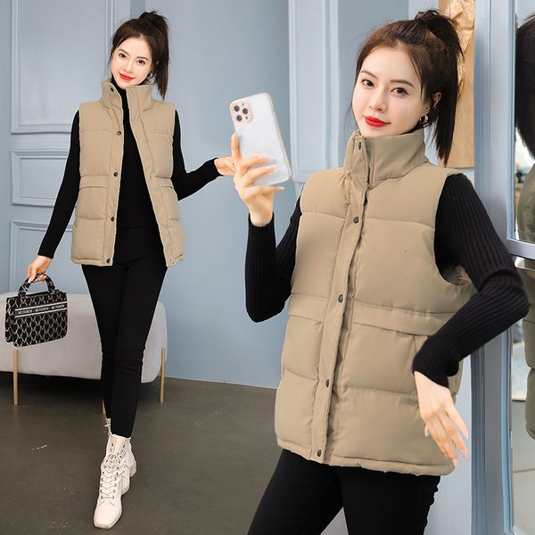 

vests 2021 women's short korean autumn and winter down cotton camisole vt bread et fashion, Black;white