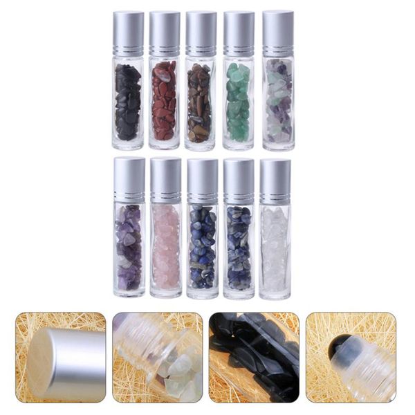 

storage bottles & jars 10pcs glass roller essential oil bottle semiprecious stones empty