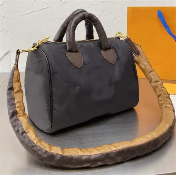 

winter feather speedy pillow bag women crossbody handbags purse large capacity light-weight totes travel duffel soft shoulder bags