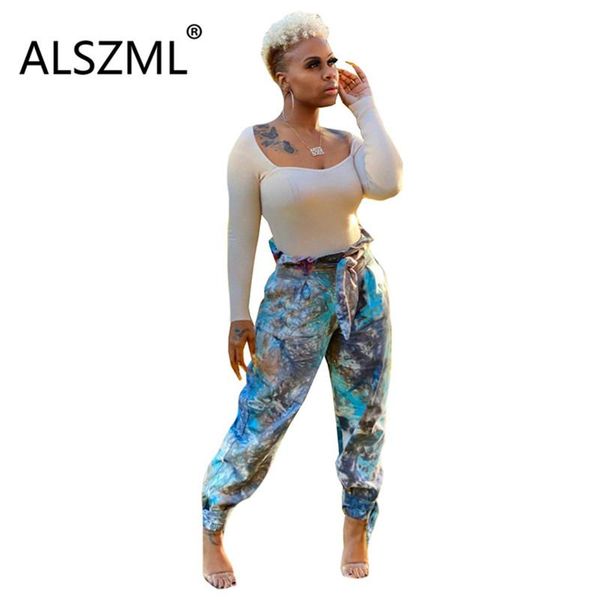 

high neck blue print high pockets hip skinny pants tight club party lady fashion sheath trouser, Black;white