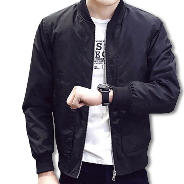 

men's jackets 2021 autumn winter jacket slim baseball collar solid color casual wear plus size clothing windproof, Black;brown