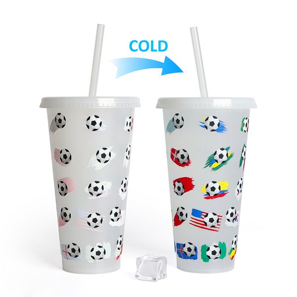 Bicchieri di plastica Tazze con coperchi Cannucce Summer Party 24oz Tazza per bere caffè freddo che cambia colore