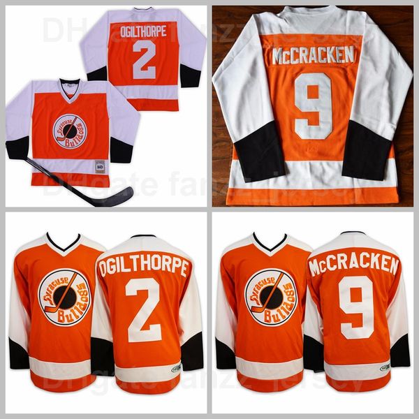 

syracuse bulldogs movie 2 ogie ogilthorpe jersey 9 tim dr hook mccracken slap sslapsall stitched orange color away breathable sport sale, Black;red