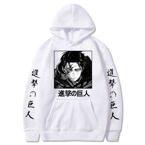 Titan Anime Hoodies Levi Ackerman Bahar Kapüşonlu Swearshirts Kadın Erkek Unisex Rahat Gevşek Kazaklar Harajuku Giyim Y0816
