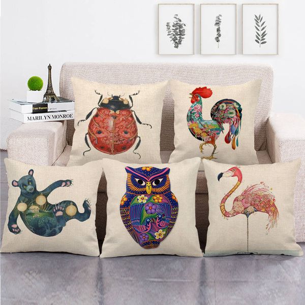 

45cm*45cm abstract animal painting high quantity cushion cover linen/cotton sofa pillow cover decorative pillow case