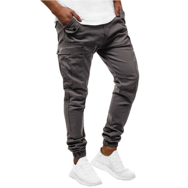 

lim fit herf casual fitness bodybuilding pocket full length sport broek joggers men trousers hombre, Black