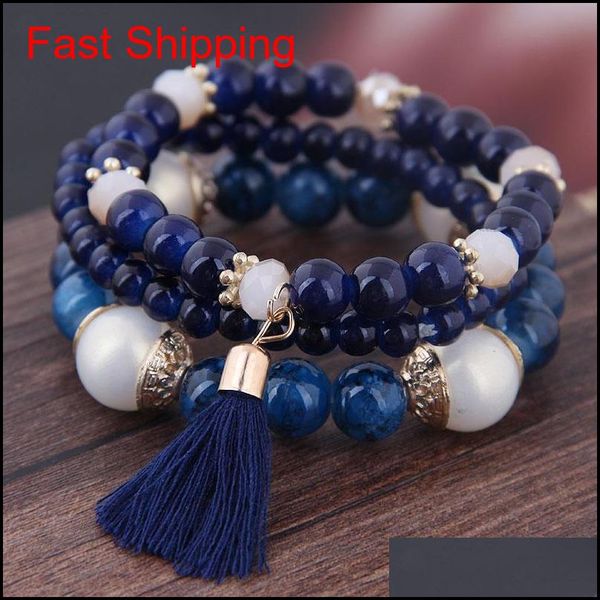 

2019 bohemian 3pcs/ set tassel charm pendant beads bracelets for women simulated pearl jewelry women qylmhl new_dhbest, Golden;silver