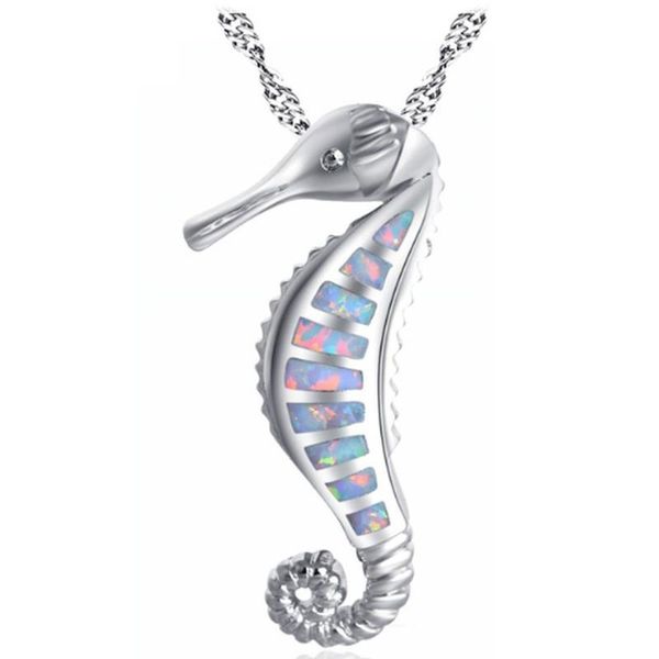 

pendant necklaces european and american fashion hippocampus women's necklace personality trend men's gifts jewelry wholesale, Silver
