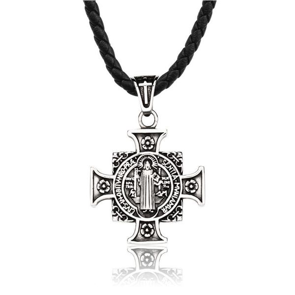

pendant necklaces steel soldier men's christian stainless jesus cross necklace chain jewelry, Silver
