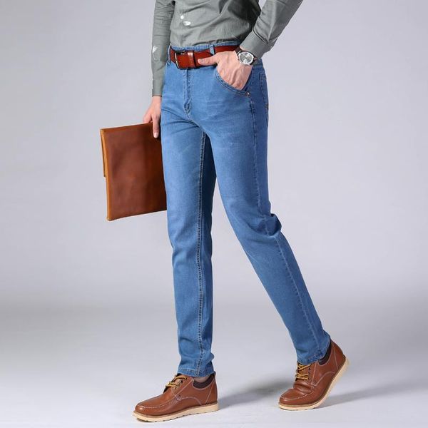 

men's jeans 2021 brand spring summer men denim mens slim fit tall male cotton pants fashion blue jean man plus large size 40