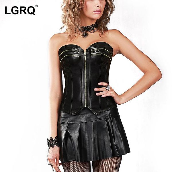 

women's shapers [lgrq] punk style corset belly slim bandage zipper body shaperwear fit fashion tide autumn winter 2021 19d2880, Black;white