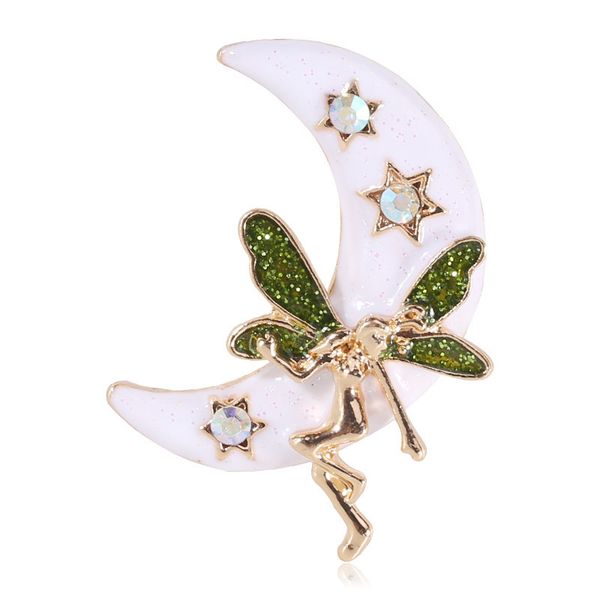 

factory wholesale fashion new creative alloy oil drop moon goddess brooch banquet suit neckpin accessories christmas