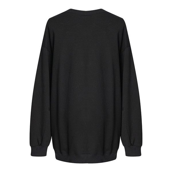 

patchwork ruffle womens sweatshirt long sleeve hit colors irregular pullover female 2021 autumn fashion new, Black