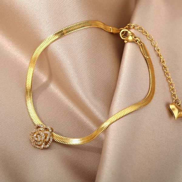 

anklets golden copper flowers anklet for women gold stainless steel blade snake chains aesthetic charms choker jewelry gift, Red;blue