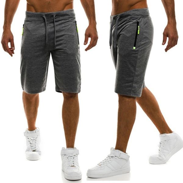

men 2020 new solid shorts casual male zipper cargo shorts knee length mens summer short pants homme c0222, White;black