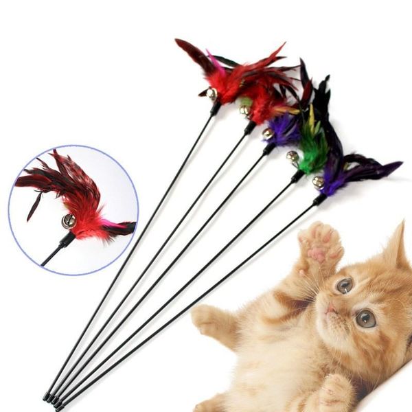 

cat toys 1/3pcs toy feather stick for cats kittens interactive pet with bell supplies play game products