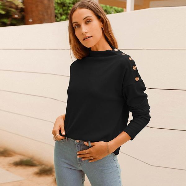 

women's hoodies & sweatshirts autumn fashion basic loose soft solid color o-neck pullover women casual long sleeve chic female jumpers, Black
