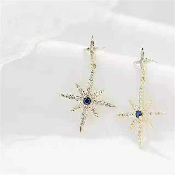 

hoop & huggie women's personality snow earrings fashion temperament, Golden;silver