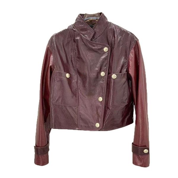 

women's leather & faux coat arrival women spring short clothes solid color genuine jacket female casual style long sleeves fn6774, Black