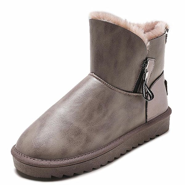

boots 2021 australia women plush snow winter waterproof leather non-slip ankle women's u622, Black