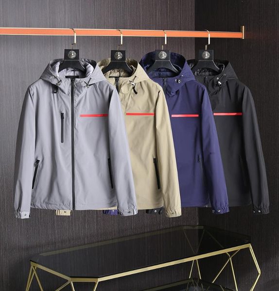 

men's jackets 2021 autumn jacket waterproof fabric outdoor casual hooded zipper cardigan solid color versatile style high quality, Black;brown