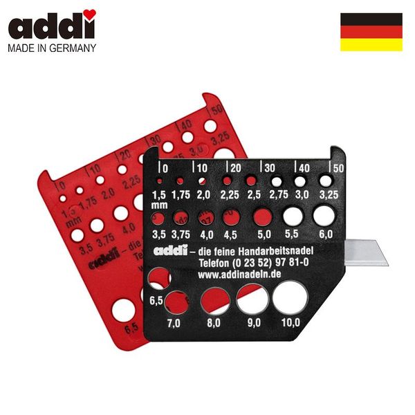 

addi 403-0/404-0 size marker plastic ruler knitting needles measuring, Black