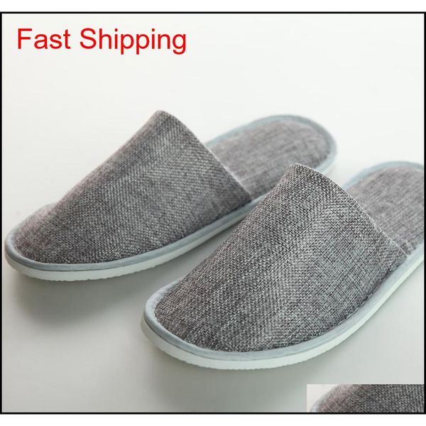 

disposable slippers l spa home guest shoes yellow grey comfortable breathable soft anti-slip cotton linen uqx dh_seller2010