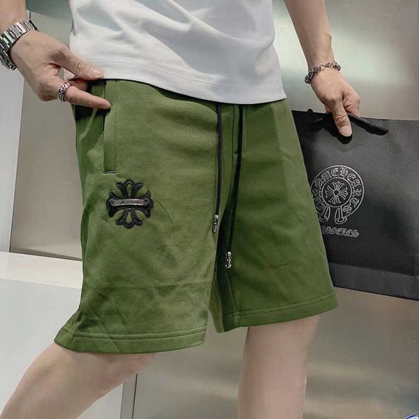 

cotton correct pure 21ss men's crosin ch summer horseshoe cross casual sports shorts, White;black