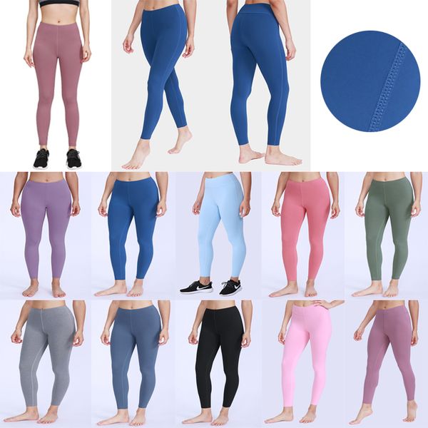 

2021 designer solid color naked feeling yoga pants women outdoor outfit lady trousers high waist sports fitness elastic leggings running tig, White;red