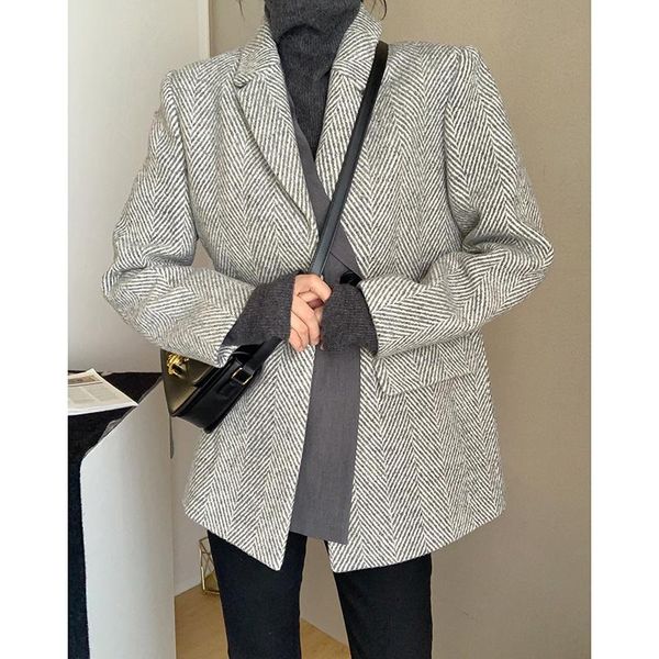 

women's wool & blends jacket, autumn winter, thick, korean version of the british style, fake two, sweet fashion solid color, Black