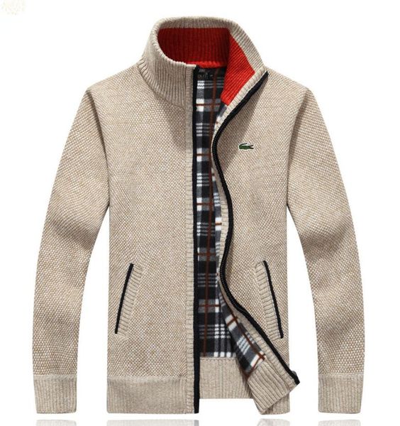 

autumn winter designer men jackets sweater knitting coat woollen clothes zipper cardigans outerwear casual mens clothing knitwear jacket, Black;brown