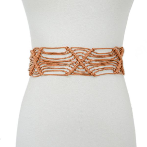 

new women's hand woven belt fashion folk knot wax rope lace decoration bow waist rope, Black;brown