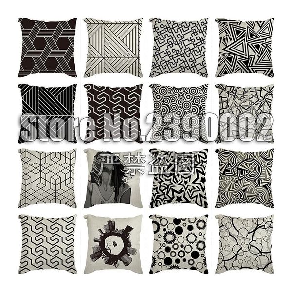 

pillow case vintage cushion cover black linen geometry sofa cases bedroom home decor car office decorative accessories party