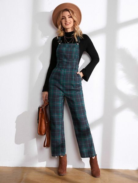 

emery rose tartan print overall jumpsuit without c2vx#, White