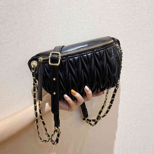 

pockets handbag xiaoxiangfeng women's 2021 spring waist small grid pattern foreign style chest fashion texture single shoulder messenge, Black;red