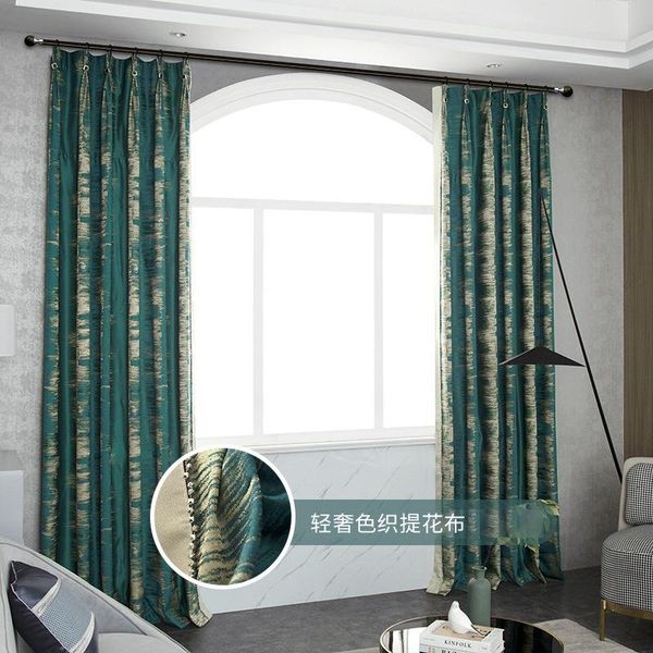 

curtain & drapes custom light luxury yarn-dyed gold jacquard dark green curtains nordic for bedroom living room high blackout tulle