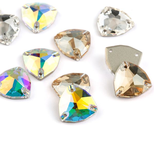 

loose diamonds quality crystal ab 12mm 16mm 22mm sew on stone glass bottom cut surface rhinestone sewn glass rhinestones, Black
