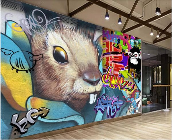 

3d wallpaper custom p mural squirrel graffiti street dance bar home decor 3d wall murals wallpaper for living room in rolls