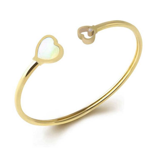 Offenes Armband, Pfirsichherz, Opal-Manschettenarmreif als Valentinstagsgeschenk Q0719