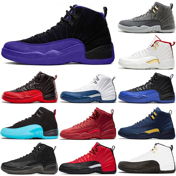 

2021 wholesale men 12 basketball shoes 12s mens black purple blue stone cny dark concord fiba flu game gym red michigan taxi the master wing, White;red