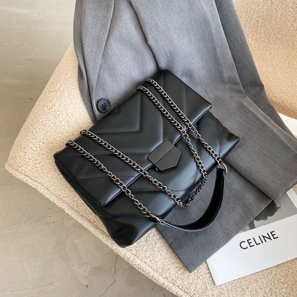 

2021 new chain fashion v-line crossbody bag for women sac a main female shoulder bags ladies handbags and purses with handle