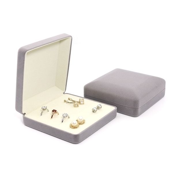 

velvet rings box jewelry organizer luxurious velvet jewellry gift case y1214, Black;white