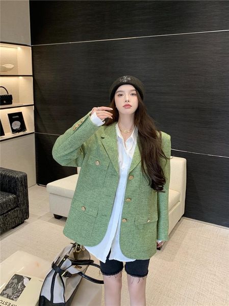 

women's suits & blazers fashionable french temperament, pure color, autumn 2021 style, versatile design, small fragrance, long-sleeved, White;black