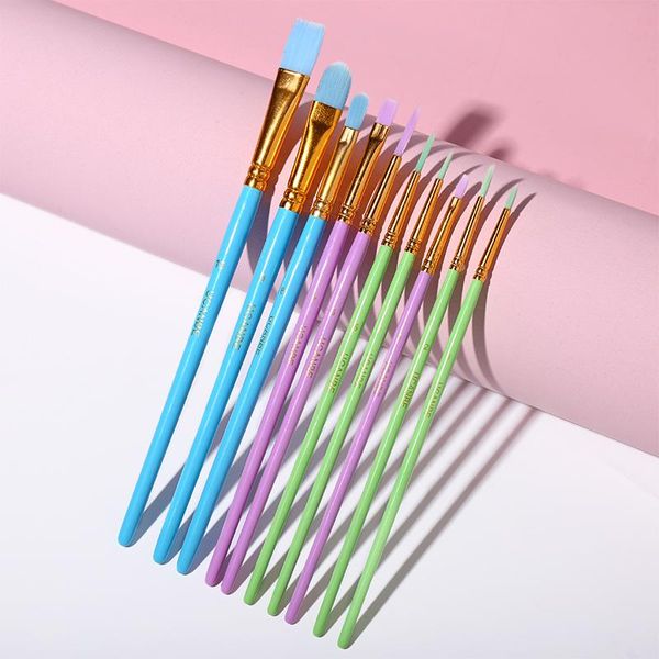 

makeup brushes 10 pcs color oil paint brush set halloween painted wooden pen artist tools