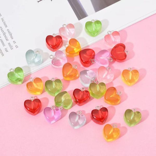 

charms 10pc multicolor style transparent love pendant resin accessories pendants handmade jewelry diy earring necklace keychain, Bronze;silver