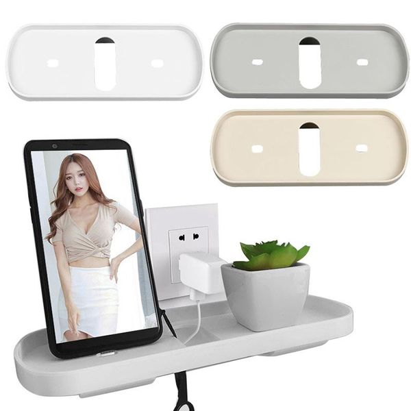 

cell phone mounts & holders wall mount storage holder plug charging bracket shelf mounted organizer box