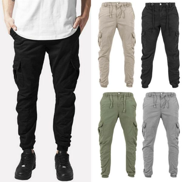 

actical cargo new package men combat swat military cotton lots of bags flexible stretch man casual broek xxxl, Black